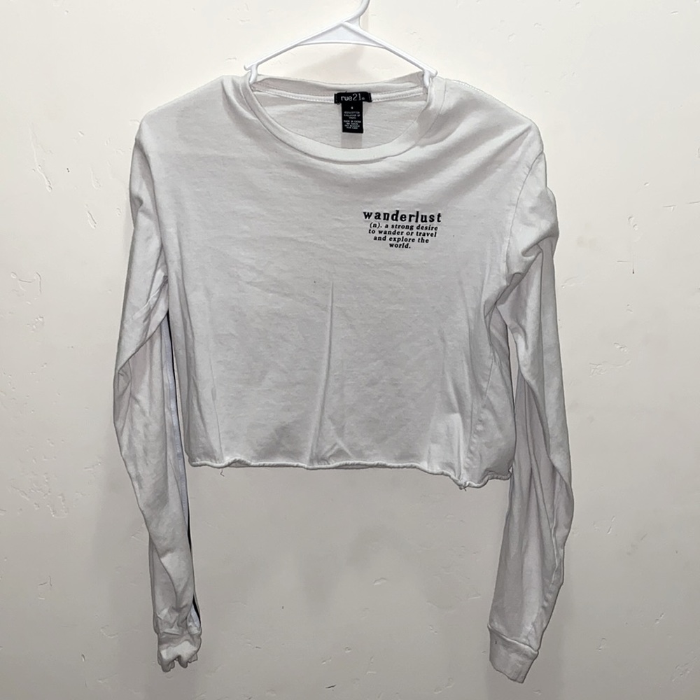 Rue21, White cropped long sleeve, Size S